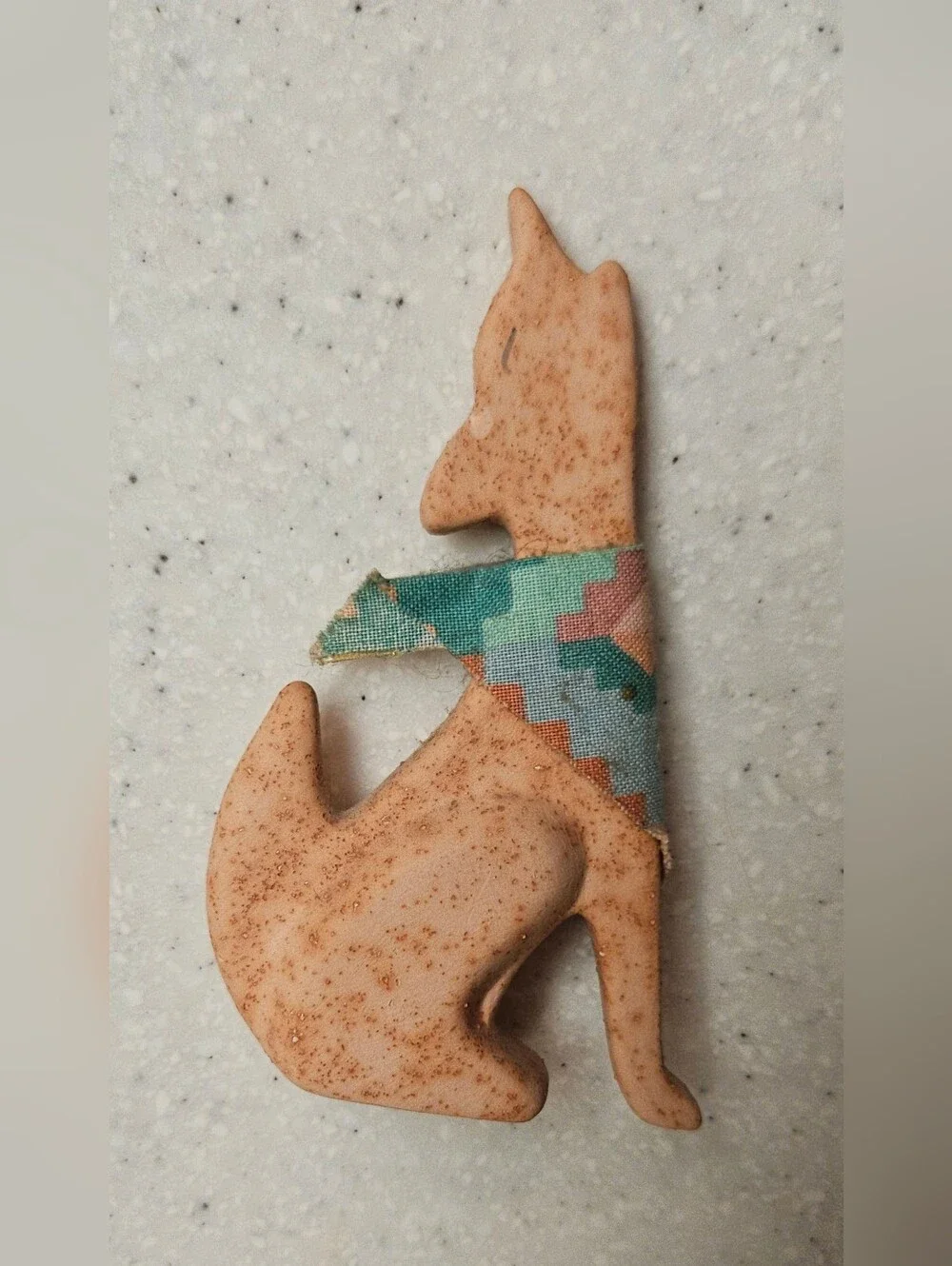 Vintage 90s Porcelain Sand Painted Wolf and Cactus Figurines